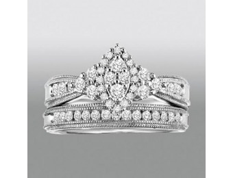 92% off 5/8 Cttw. Round Cut Diamonds Bridal Set, Sterling Silver