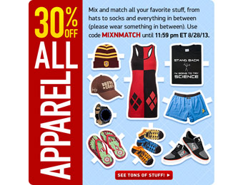 Extra 30% off All Apparel at ThinkGeek w/code: MIXNMATCH
