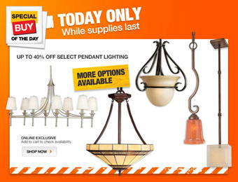 Up to 40% off Select Pendant Lighting at Home Depot