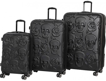 55% off it luggage Skull Emboss 3 Piece Spinner Luggage Set