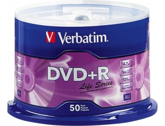 28% off Verbatim Life Series 16x DVD+R Discs (50-Pack)