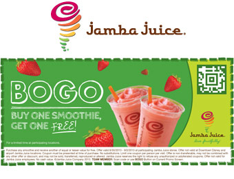 Deal: Jamba Juice Fruit Smoothies, Buy One Get One Free Coupon