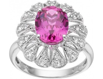 80% off Lab-Created Pink Sapphire Sterling Silver Oval Ring