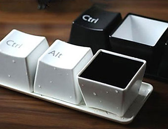 50% off Keyboard Button Style Cups Set (Set of 3, black or white)