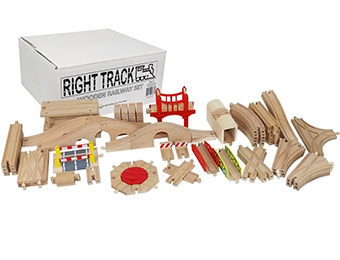 50% off Wooden Train Track Master Builder Set (50 Pieces)
