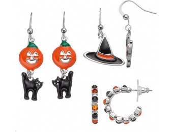 70% off Witch's Hat, Cat & Jack-o'-Lantern Halloween Earring Set