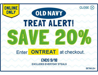 Save 20% off Your Old Navy Purchase w/code: ONTREAT