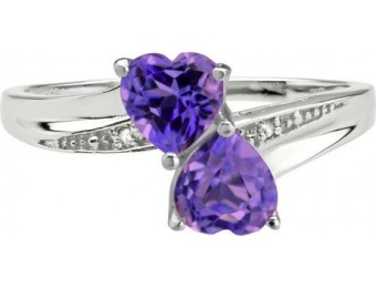 76% off Sterling Silver Double Heart Amethyst Ring