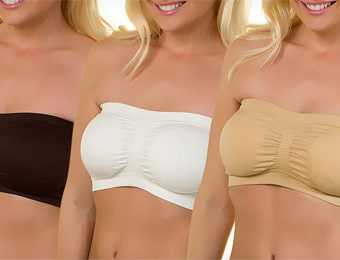 73% off 3-Pack of Seamless Bandeau Bras, Multiple Colors