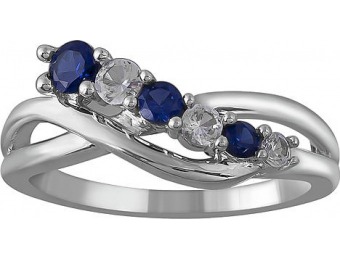88% off Sterling Silver Created Sapphire Graduated Ring