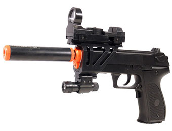 60% off Auto Tactical 2026A Airsoft Pistol w/ Flashlight, Red Dot Scope