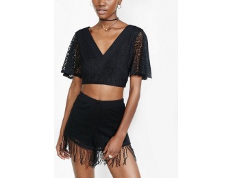 73% off Express Womens Black Fringed Crochet Shorts