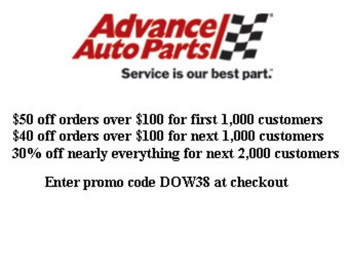 Advance Auto Parts Coupon $50 off $100+ Purchases