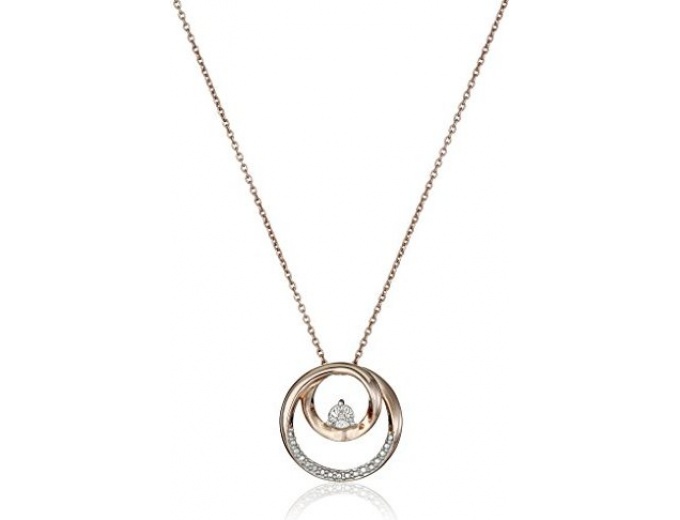 Silver Pink Gold Diamond Circle Necklace