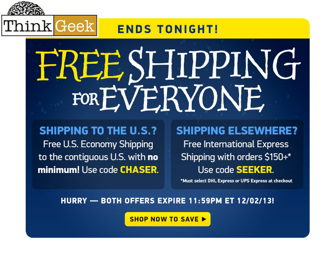 Cyber Monday 50% off + Free Shipping at ThinkGeek