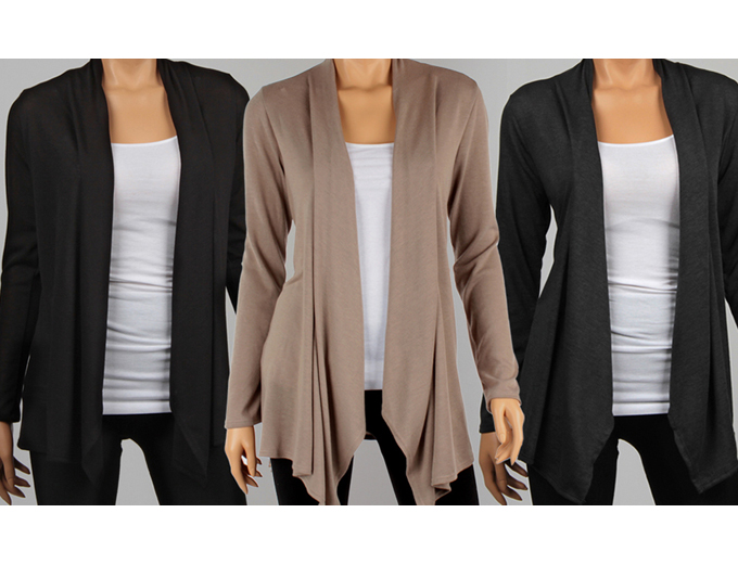 3-Pack of Women's Draped Hacci Cardigans