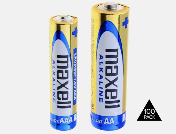 100-Pack Maxell Alkaline Batteries