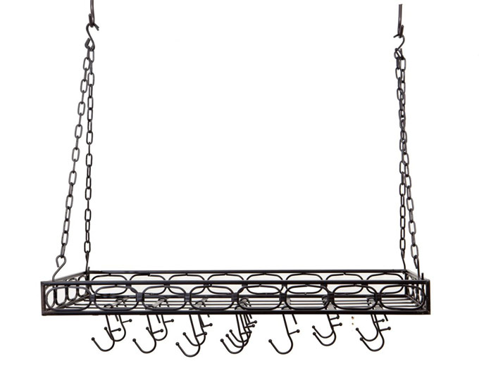 36 in. Black Rectangular Hanging Pot Rack