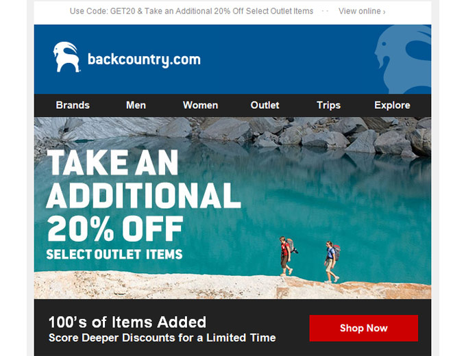 Take an Additional 20% off at Backcountry Outlet