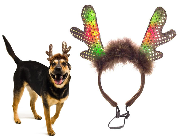 Plush Puppies LED Dog Antlers Headband