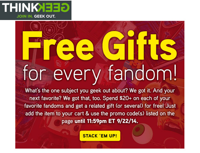 Spend $20+ & Get a Free Gift from ThinkGeek.com