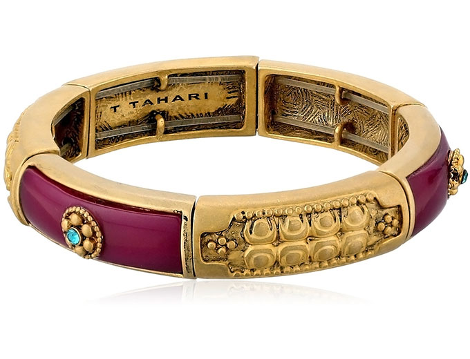 T Tahari Worn Gold Colored Stretch Bracelet