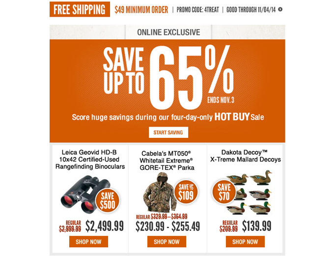 Cabela's 4-Day Sale - Up to 65% off