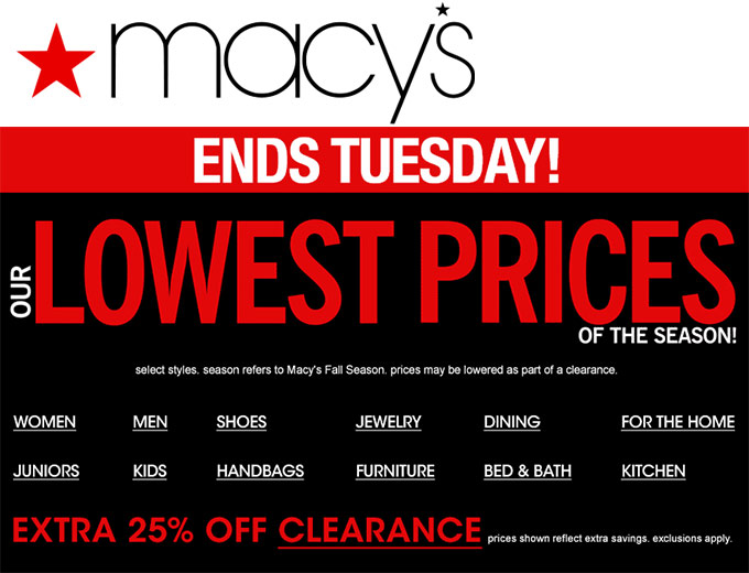 Extra 25% off Macy's Clearance & Closeout