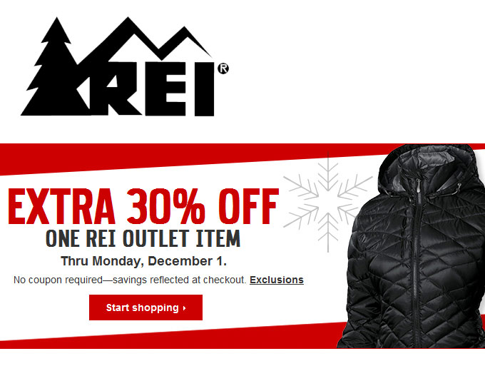 Extra 30% off Any One Item at REI Outlet