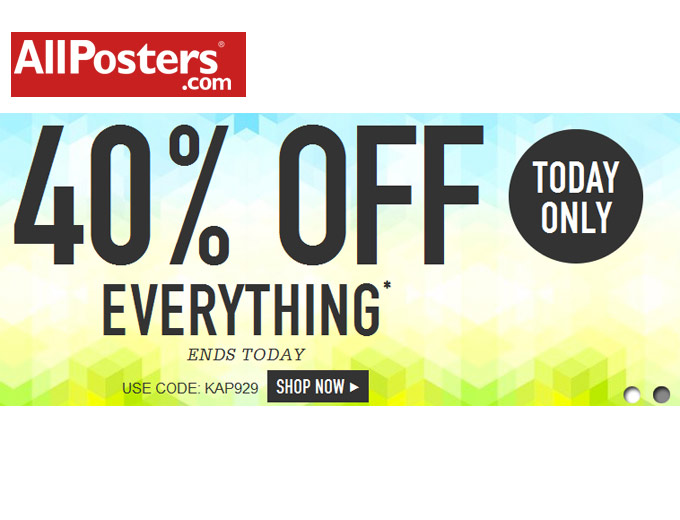 Extra 40% off Everything at Allposters