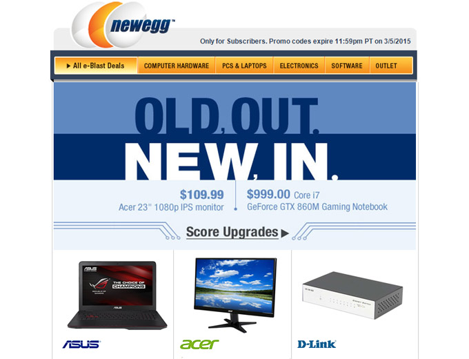 Newegg Out with the Old In with the New Sale
