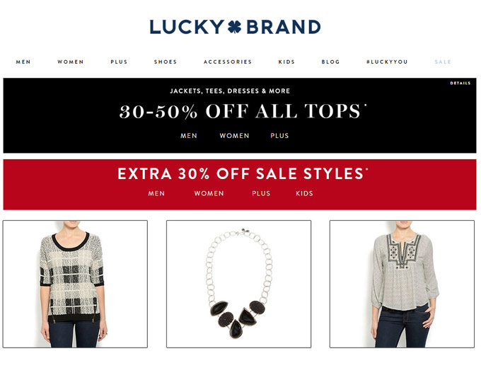 30% - 50% off Tops at Lucky Brand
