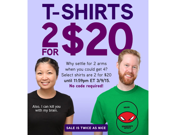 ThinkGeek Sale - T-Shirt 2 for $20