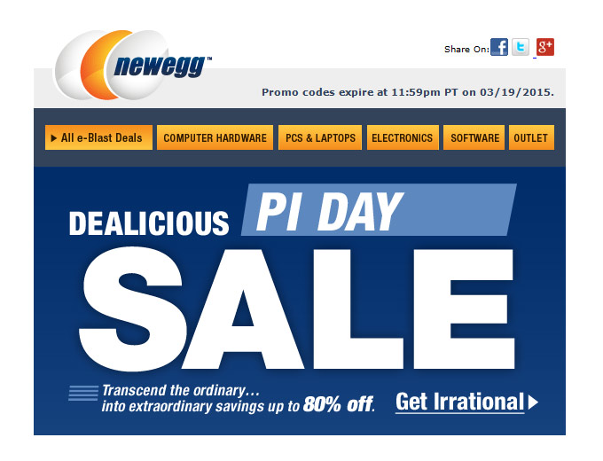 Newegg PI Day Sale - Up to 80% off