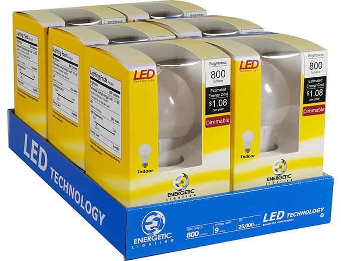 A19 LED Light Bulbs 800 Lumen, 6-Pack