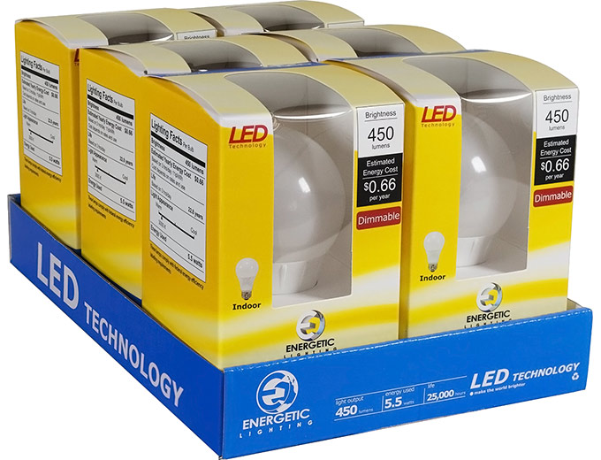 A19 LED Light Bulbs 450 Lumen, 6-Pack