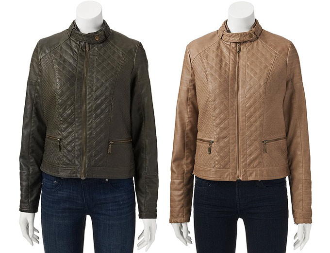 J2 by Jou Jou Quilted Faux-Leather Jacket