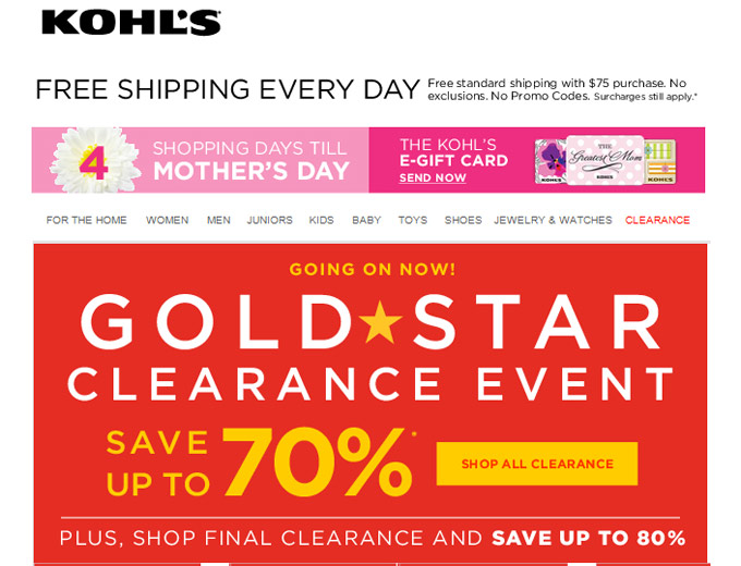 Save 80% off at Kohl's