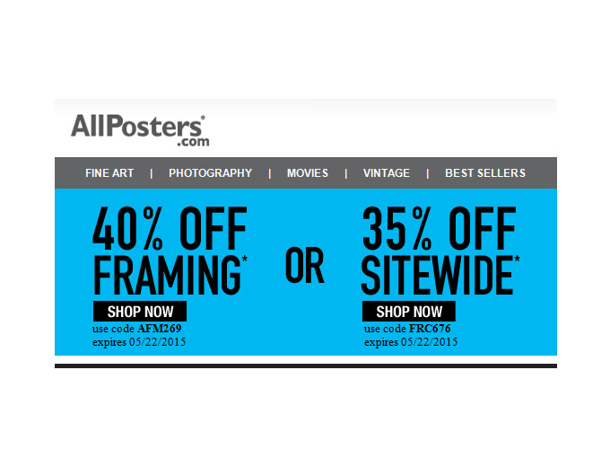 Extra 35% off Everything at Allposters