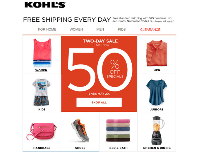 Kohl's 2-Day Sale - 50% off