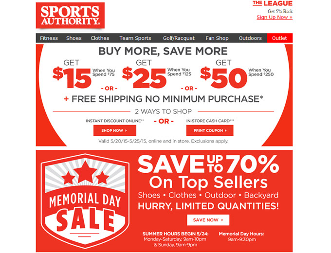 Sports Authority Memorial Day Sale