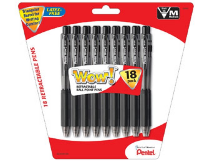 Pentel WOW Retractable Pens, 18/Pack