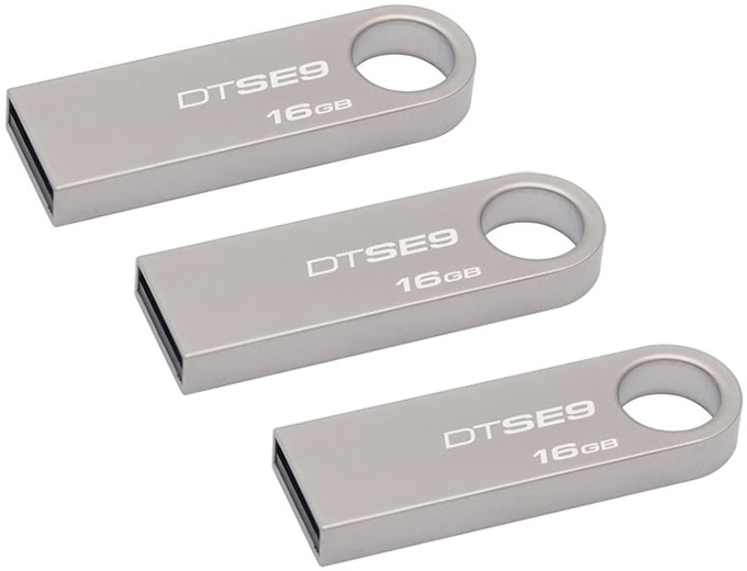 3x Kingston DataTraveler 16GB USB Flash Drives