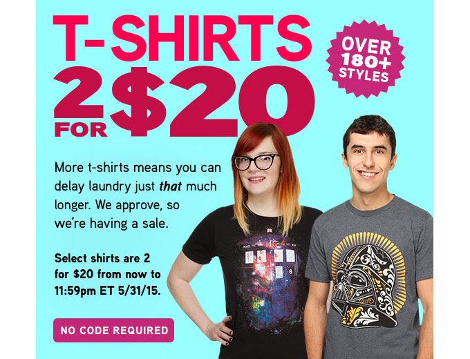 ThinkGeek T-Shirt Sale - 2 for $20, 180+ Styles