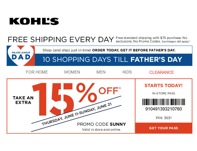 Extra 15% off Your Purchase at Kohl's