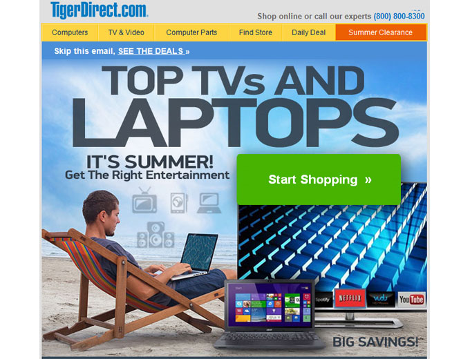 Tiger Direct Top HDTV & Laptop Deals
