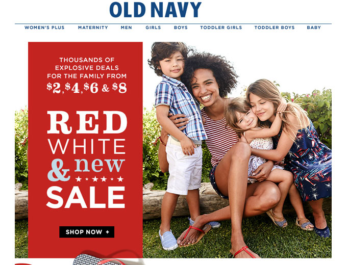 Old Navy Red, White & New Sale