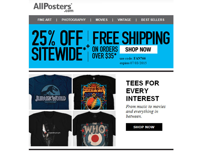 Save an Extra 25% off Everything at Allposters