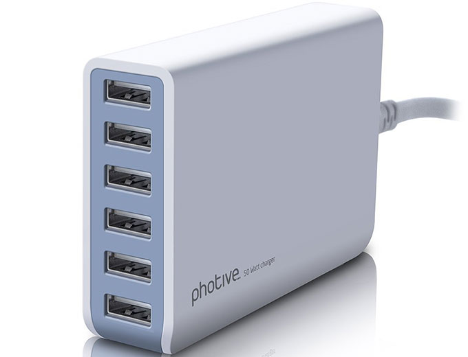 Photive 50W 6 Port USB Rapid Charger