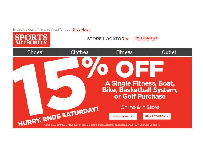 Sports Authority Sale - Extra 15% Off